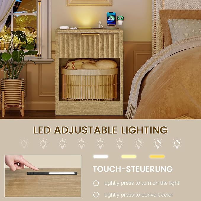 Natural, 1 Drawer Set of 2