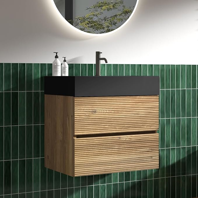 Rough Oak / Black High-rim Sink
