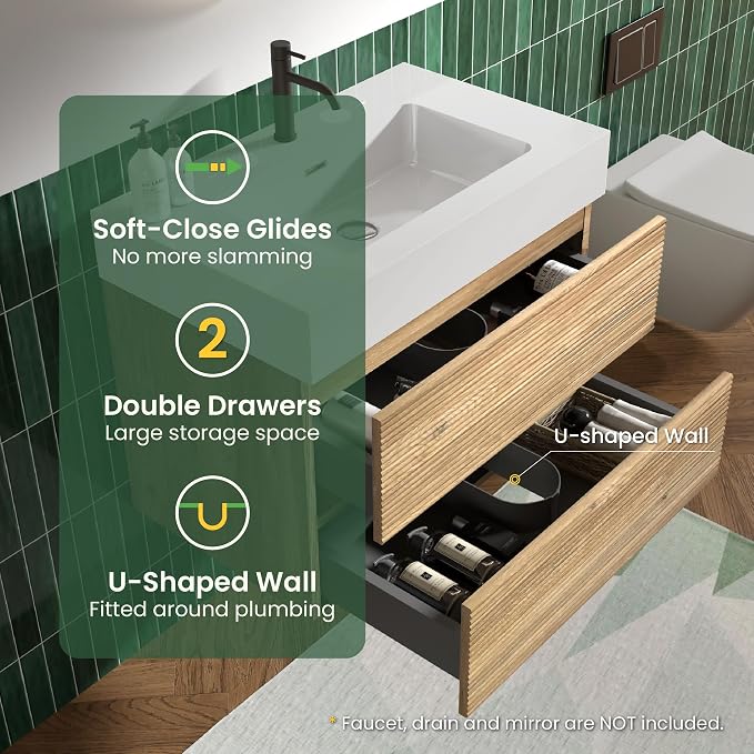 Rough Oak / White High-rim Sink