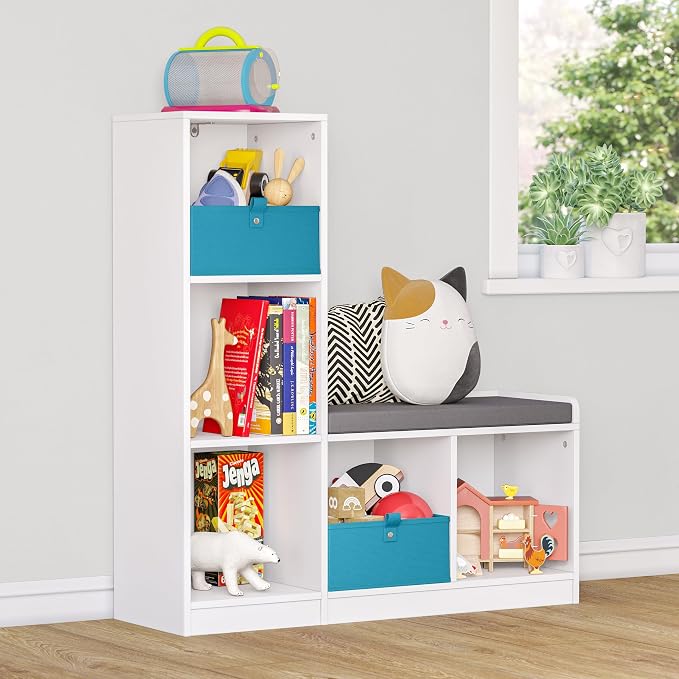 White With 2 Turquoise Bins