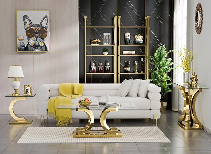 Gold End Table - C Shape Base