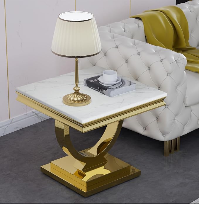 End Table,white&silver