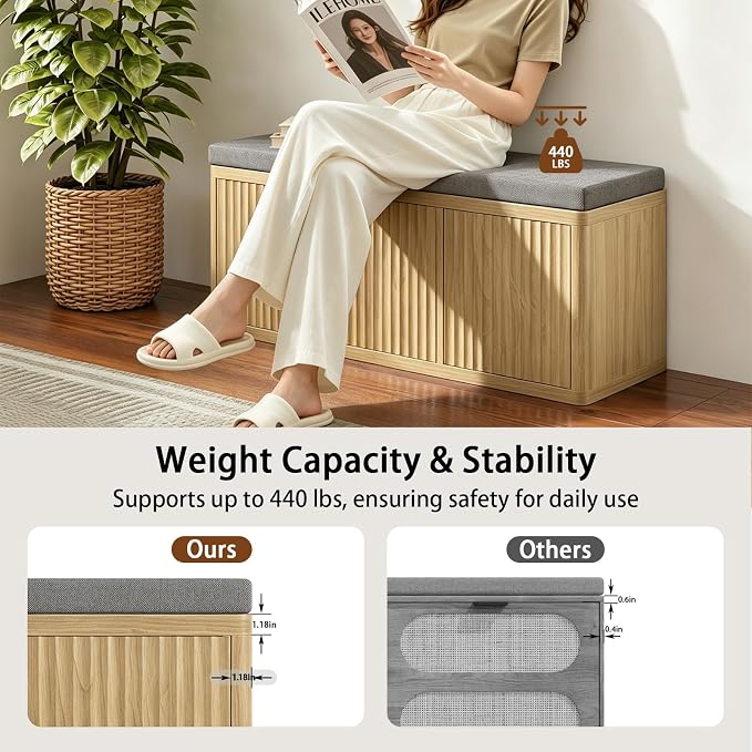 3 Door Shoe Storage Bench-oak