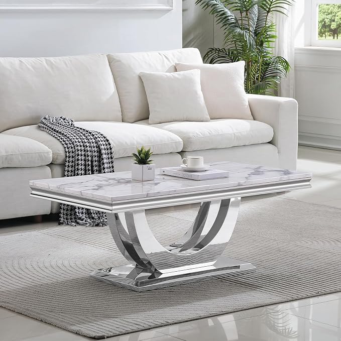 Coffee Table - White Silver
