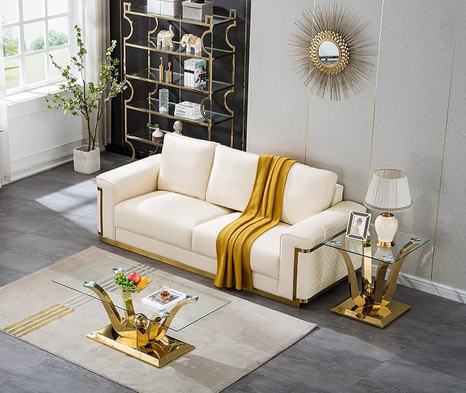 Gold Coffee Table - Floral Shape Base