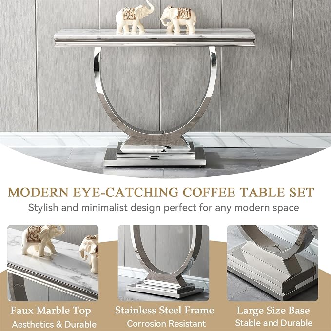 White Silver-console Table