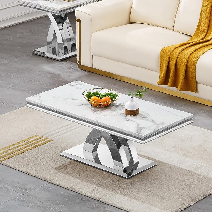 White & Silver - Coffee Table