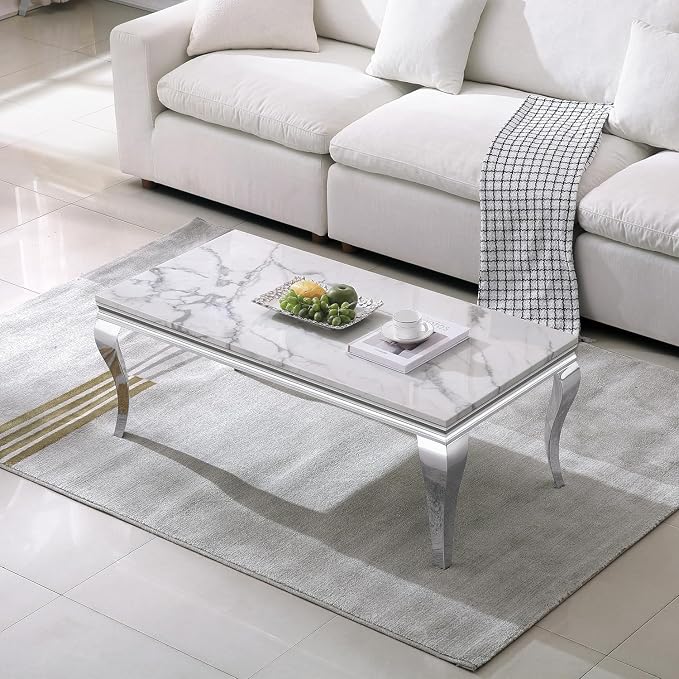 Coffee Table - White Silver Base