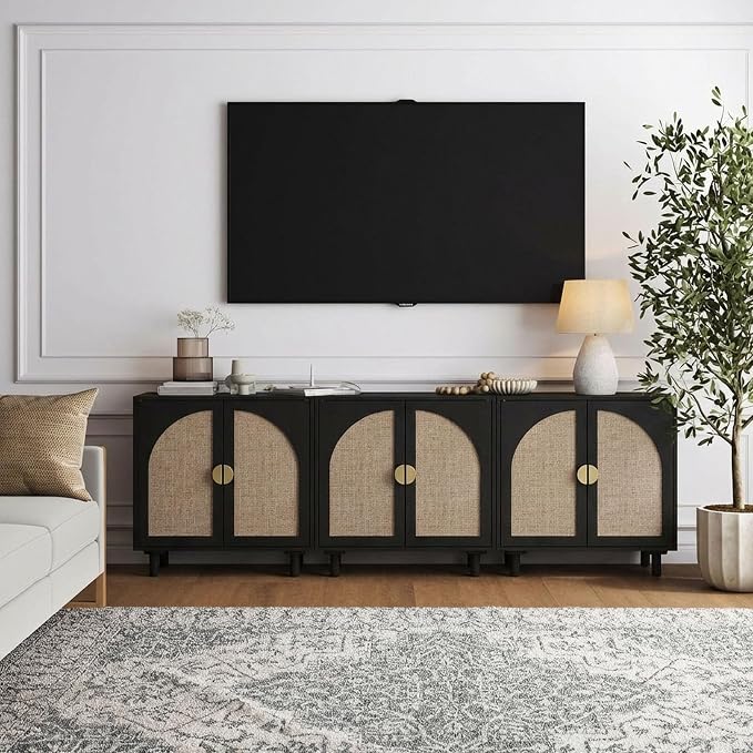 Rattan Doors-black-2pcs