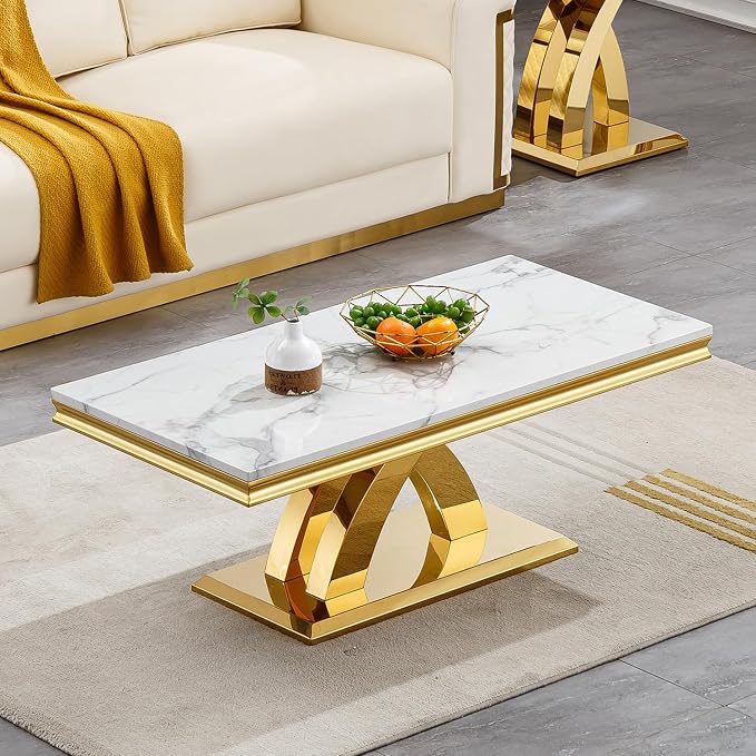 Coffee Table - White Gold Base