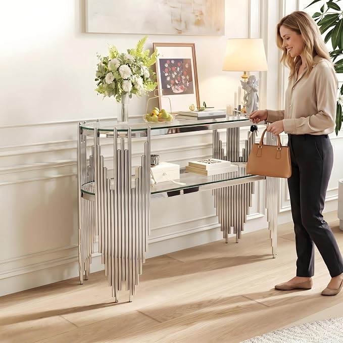 47“ Silver Console Table
