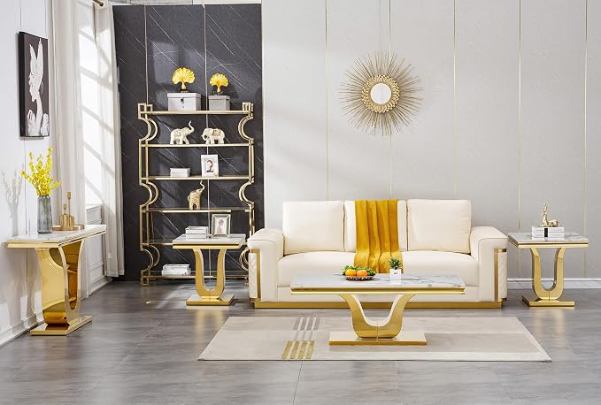 White Golden Coffee Table