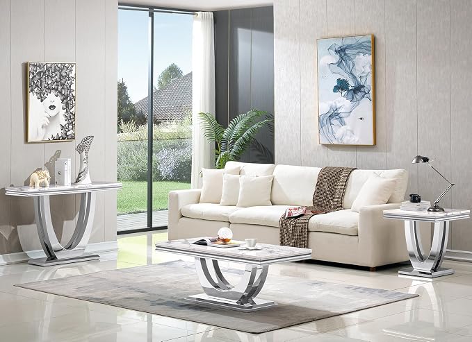 White Silver Coffee Table