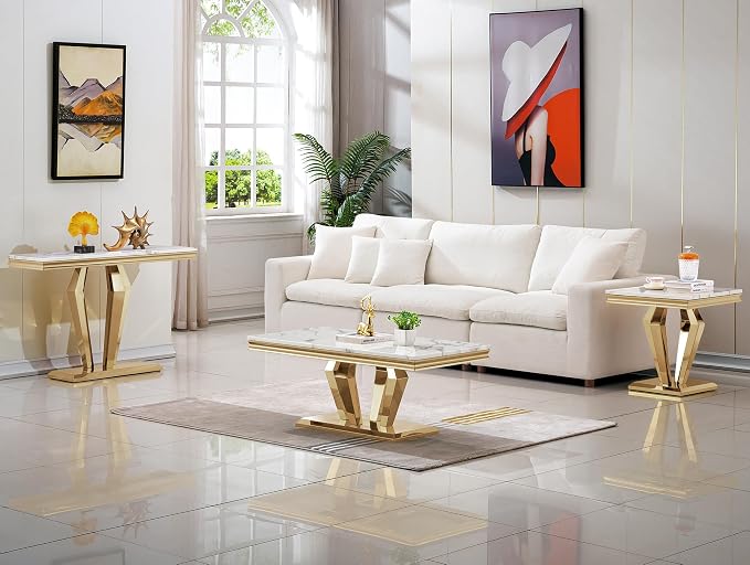 White Golden Console Table