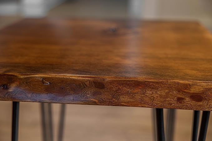 Honey Pine Finish + Black Hairpin Legs