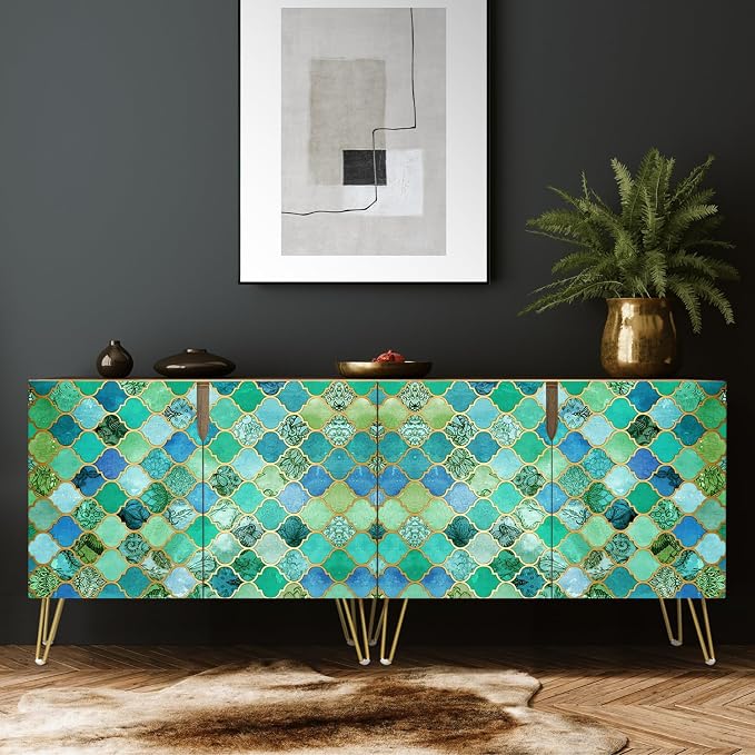 Teal Green Vibrant Tile Patterns