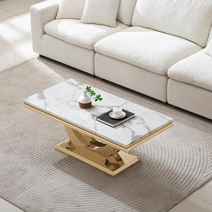 White & Gold Coffee Table