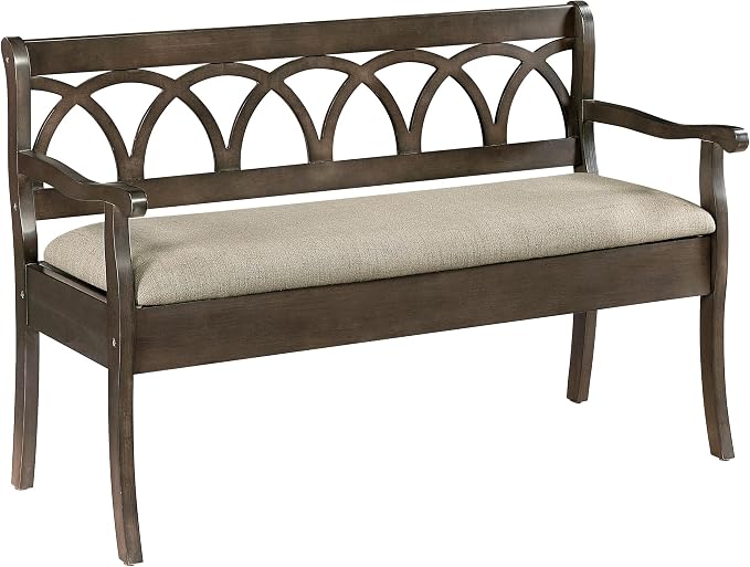 Dark Walnut Finish With Beige Seat