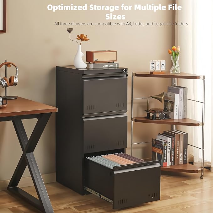 Matte-black 3-drawer Vertical