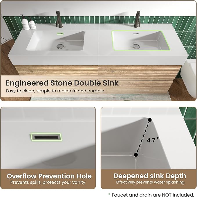 Rough Oak / White High-rim Sink
