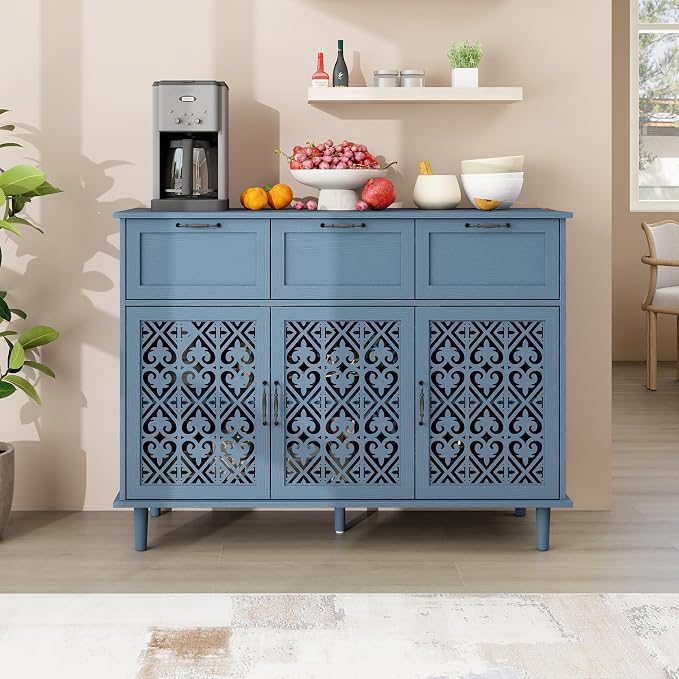 3 Door 3 Drawer Blue