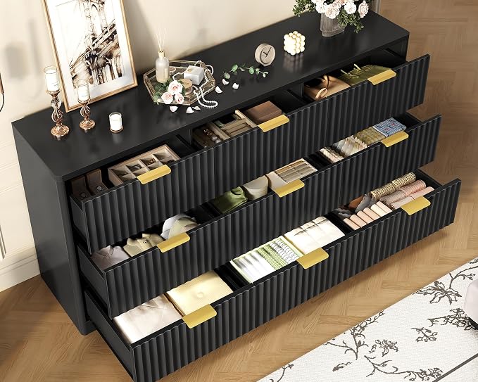 Black, 9 Drawers Fluted