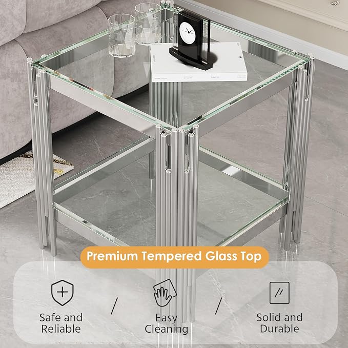 End Table-clear & Silver