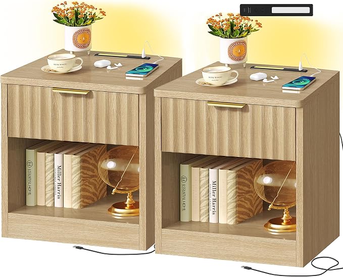 Natural, 1 Drawer Set of 2