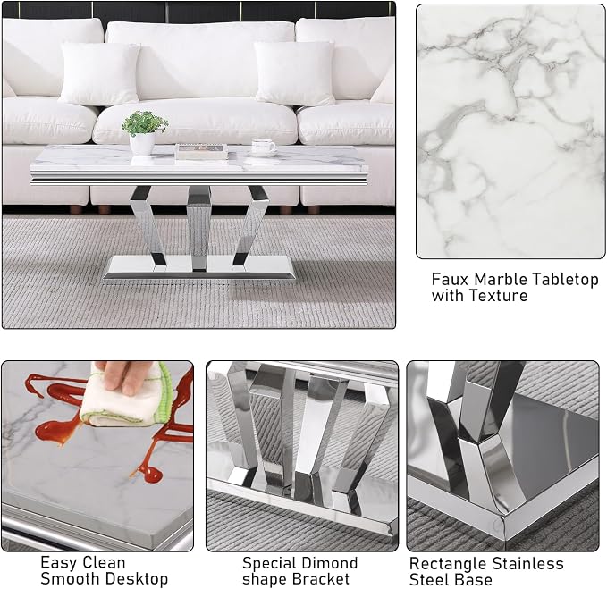White&silver-coffee Table