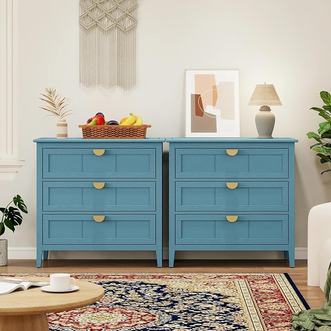 Blue 3 Drawer Set of 2