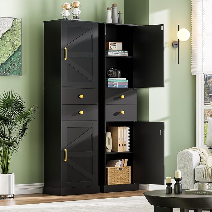 Black With 2 Drawers & Doors