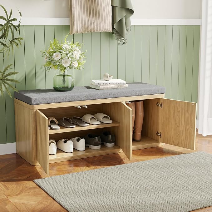 3 Door Shoe Storage Bench-oak