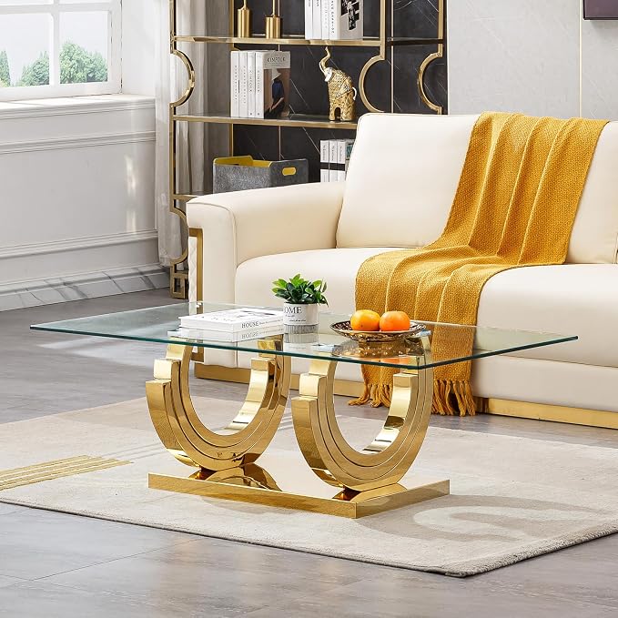 Gold - Coffee Table (Three Semi-circular Base)