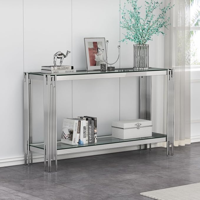 Silver & Clear Console Table