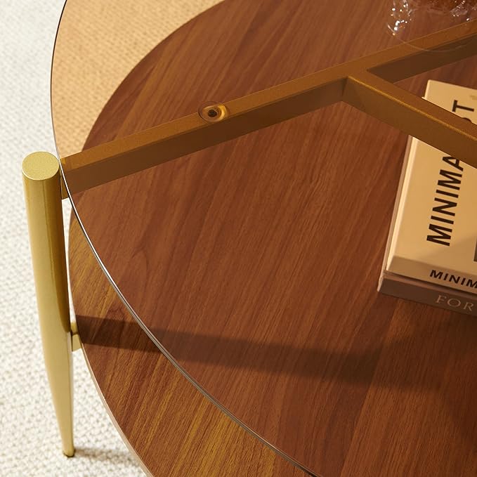 Brown Glass & Walnut Wood