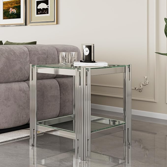 End Table-clear&silver