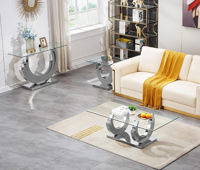 Silver - Console Table (Three Semi-circular Base)