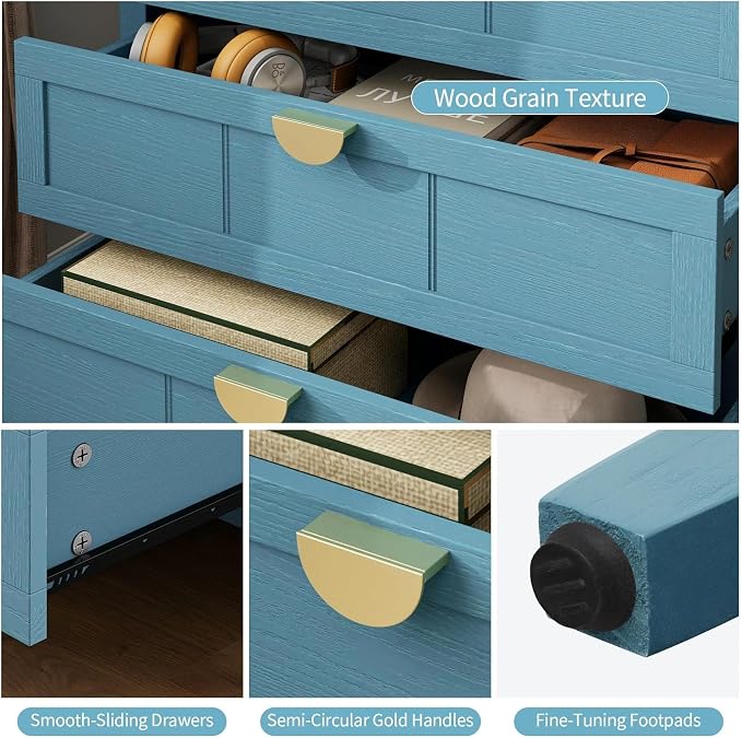 Blue 3 Drawer Set of 2