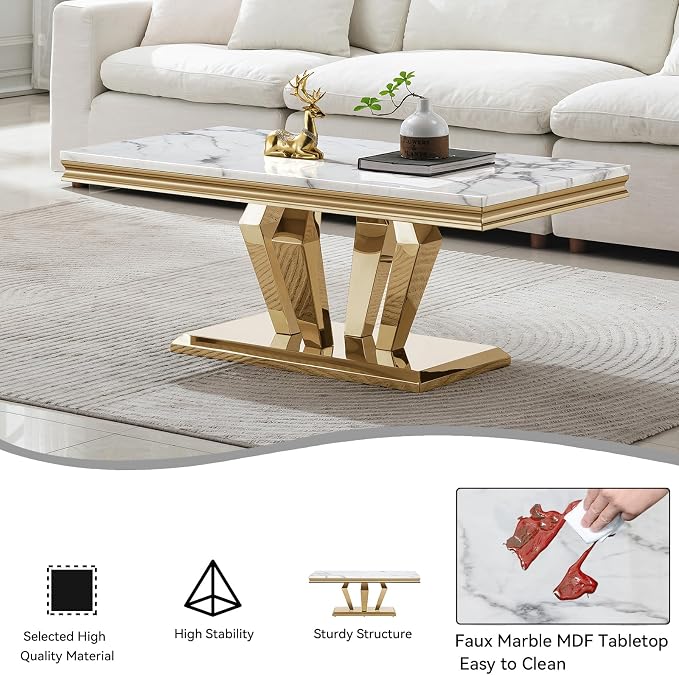White Golden Coffee Table
