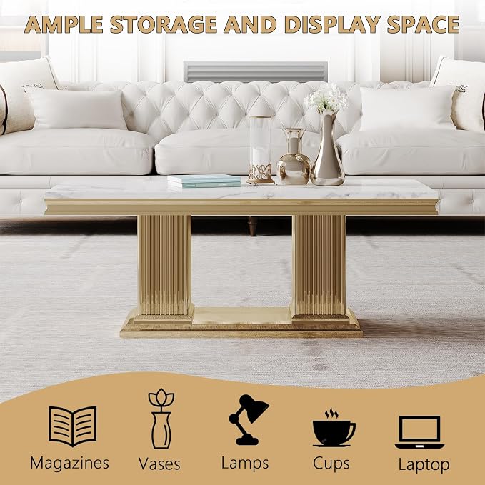 White Golden Coffee Table