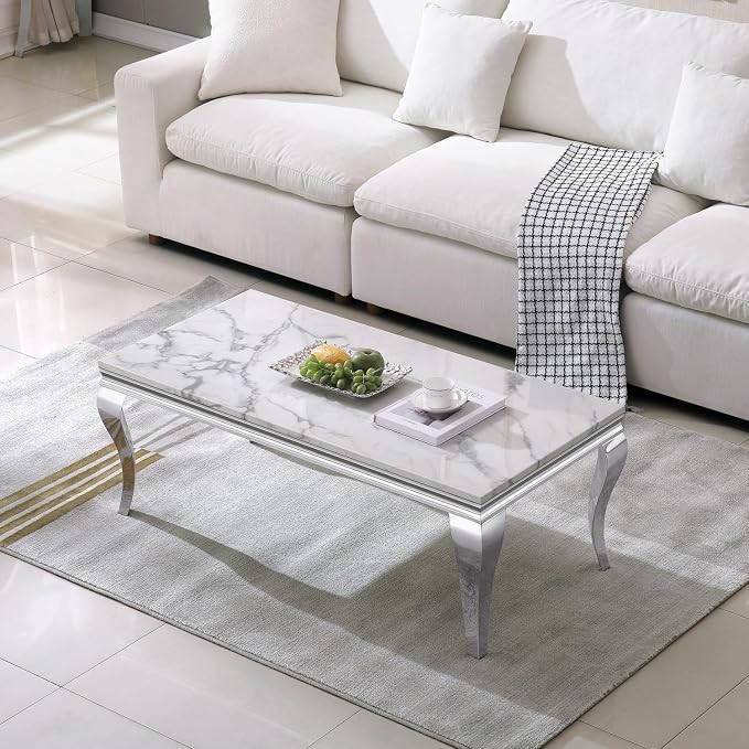 Coffee Table - White Silver Base