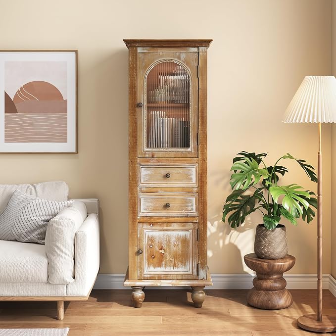 Glass Arched Door- Antique Natural