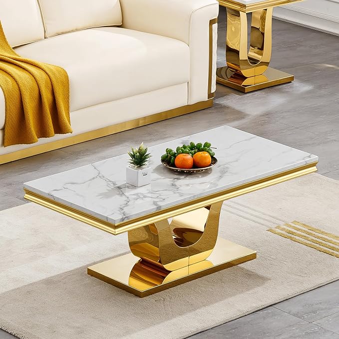 Coffee Table - White Gold Base