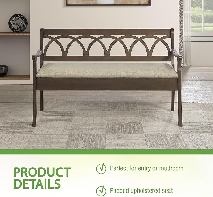 Dark Walnut Finish With Beige Seat