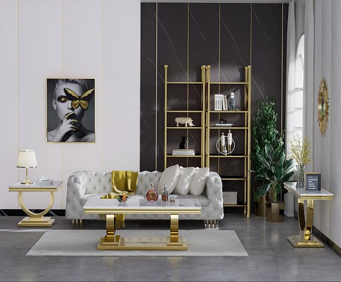 Style1:console Table-white &Gold