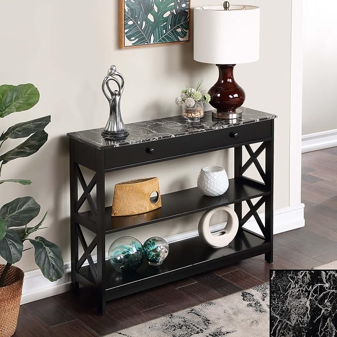 Black Faux Marble/Black