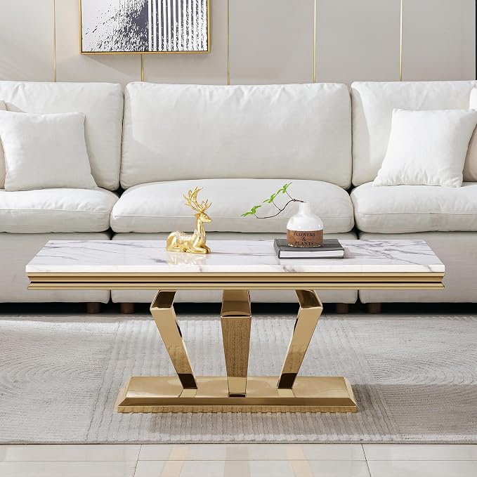 White&gold-coffee Table