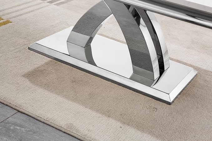 X-shape Base Coffee Table - White & Silver