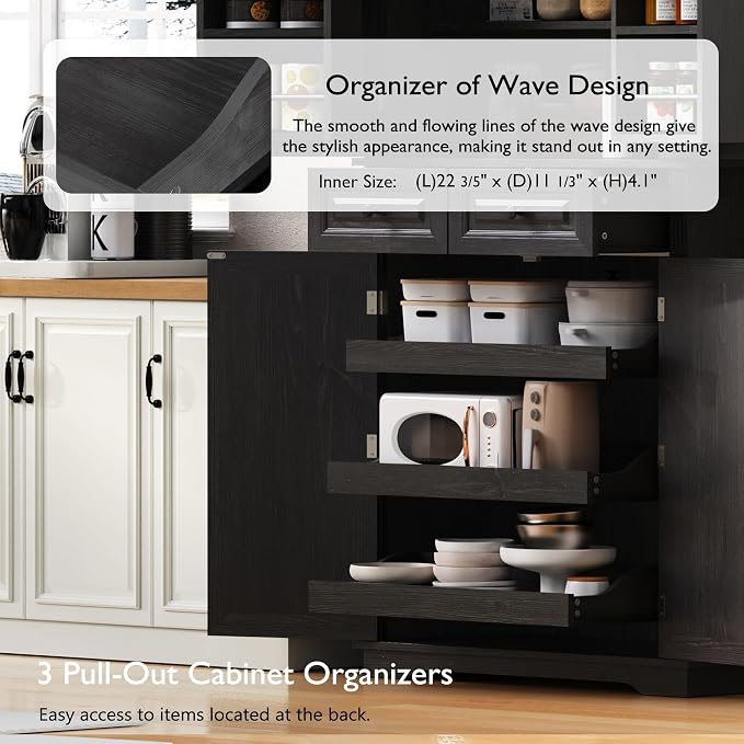 Black (With 3 Pull Out Shelves)