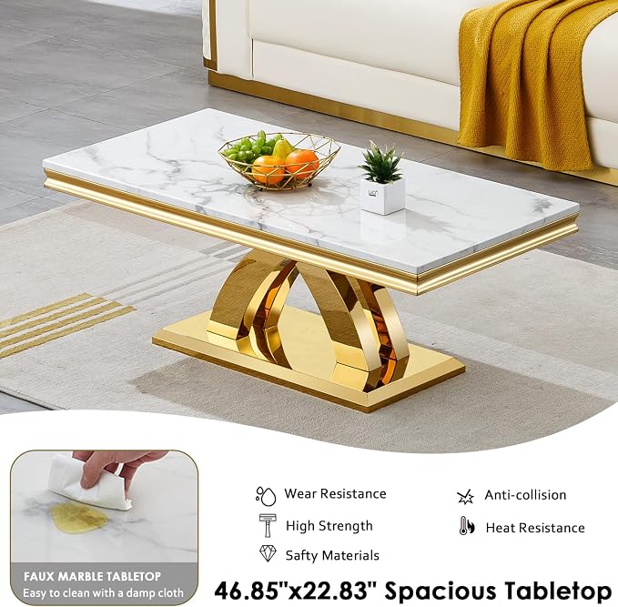 White Golden Coffee Table